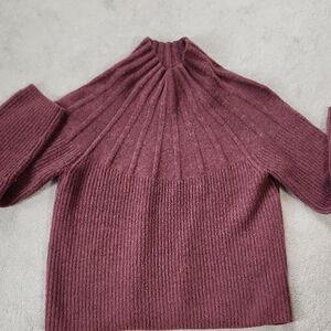 Nine West Mauve Mock Neck Sweater with Relaxed Fit and Cozy Knit - Large